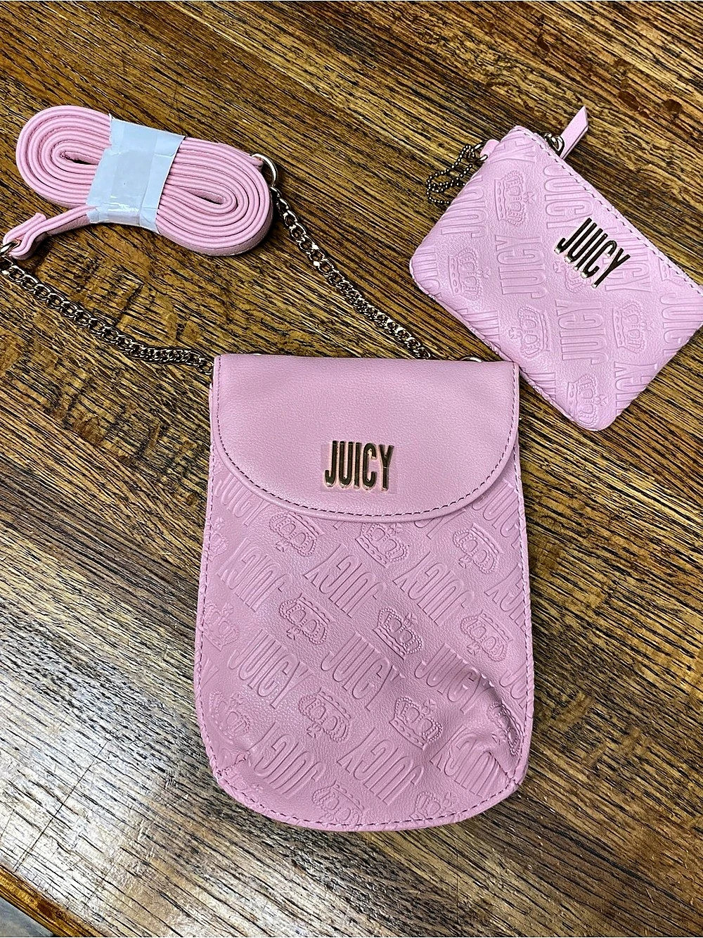 Juicy Couture Pink Cellphone Crossbody Bag and coin purse